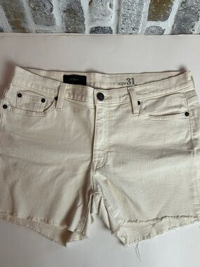 J. Crew Cream Raw-Hem High-Rise Denim Shorts Size 31